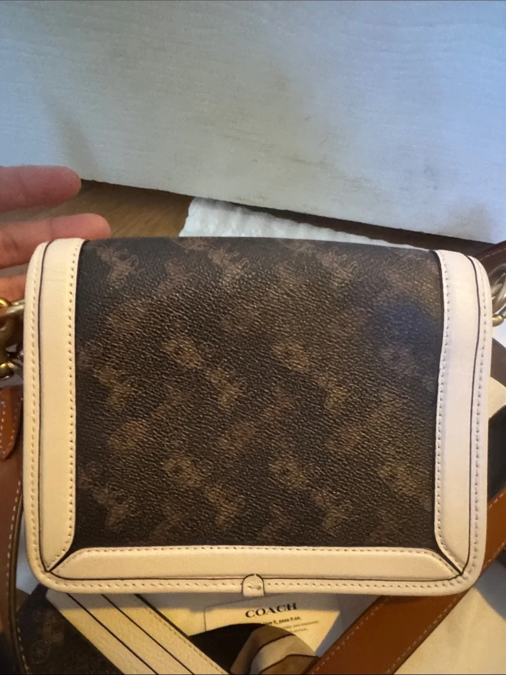 Coach Hero Mini Truffle Crossbody Bag, Coin Pouch, Card Holder, Scarf EUC Chalk